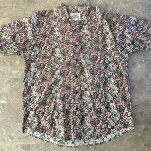 Vintage 90s Body Objects Floral Shirt Made in USA L